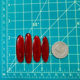 Large Red Surfboard Rosarita, Set of 4 Dimensions