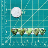 Small Lime Green Heart Yungai Turquoise, Set of 5 Dimensions