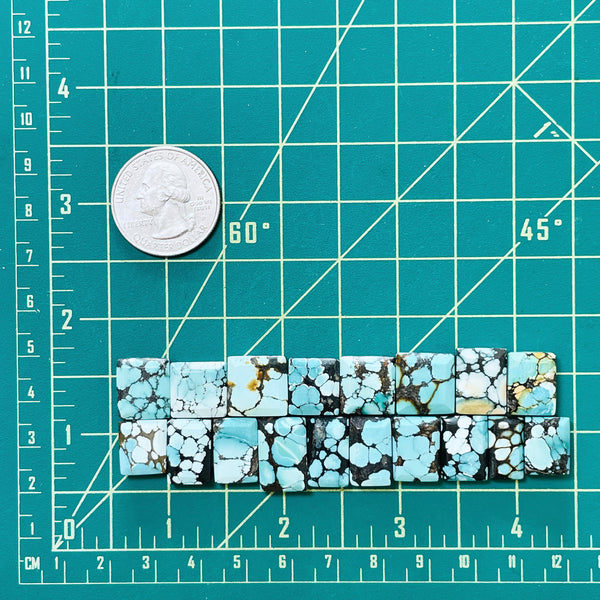 Small Sky Blue Square Mixed Turquoise, Set of 18 Dimensions