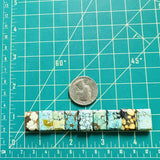 Small Mixed Bar Mixed Turquoise, Set of 9 Dimensions