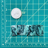 Large Ocean Blue Bar Crescent Lake Variscite, Set of 4 Dimensions