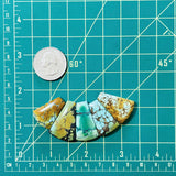 Large Mixed Petal Mixed Turquoise, Set of 5 Dimensions