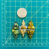 Medium Mixed Triangle Mixed Turquoise, Set of 6 Dimensions
