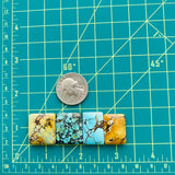 Medium Mixed Bar Mixed Turquoise, Set of 4 Dimensions