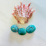 Large Ocean Blue Oval Yungai Beads, Set of 3 Background