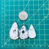 Large White Teardrop White Buffalo Dolomite, Set of 3 Dimensions