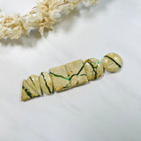 Medium Deep Green Mixed Royston Turquoise, Set of 7 Background