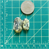 Large Faint Green Oval Crescent Lake Variscite, Set of 2 Dimensions