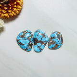 Large Ocean Blue Freeform Golden Hill Turquoise, Set of 3 Background