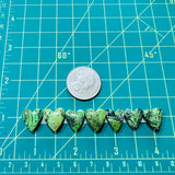 Small Mint Green Heart Yungai Turquoise, Set of 7 Dimensions
