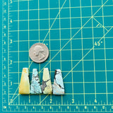 Large Mixed Trapezoid Mixed Turquoise, Set of 4 Dimensions