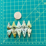Large Mixed Shield Mixed Turquoise, Set of 10 Dimensions