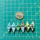 Small Mixed Triangle Mixed Turquoise, Set of 12 Dimensions