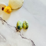 Medium Light Yellow Oval Crescent Lake Variscite, Set of 2 Background