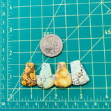 Large Mixed Petal Mixed Turquoise, Set of 4 Dimensions