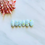 Medium Faint Blue Oval Sand Hill, Set of 6 Background