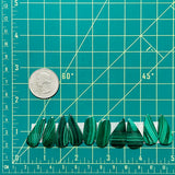 Medium Deep Green Mixed Malachite Copper Mineral, Set of 10 Dimensions