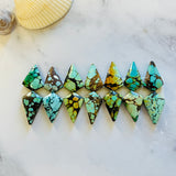 Small Mixed Shield Mixed Turquoise, Set of 14 Background