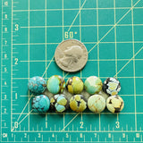 Small Mixed Round Mixed Turquoise, Set of 10 Dimensions