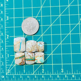 Medium MIxed Barrel Royston Turquoise, Set of 6 Dimensions