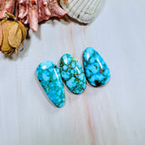 Large Ocean Blue Mixed Kingman Turquoise, Set of 3 Background