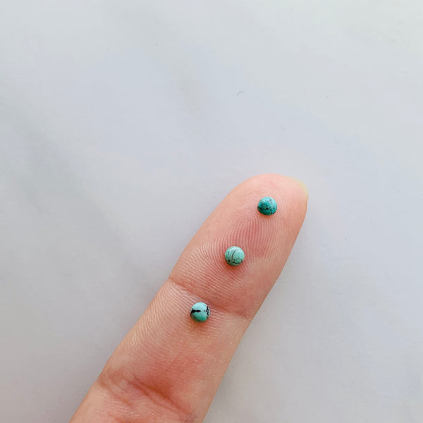 3x3mm Round Green Egyptian, Set of 10