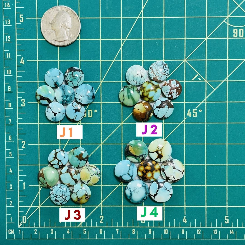 3. Small Round Mixed, Set of 7 012823 Turquoise Moose