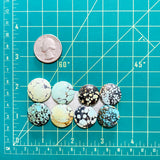 Medium Mixed Round Mixed Turquoise, Set of 8 Dimensions