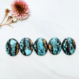 Large Ocean Blue Oval Yungai Turquoise, Set of 5 Background