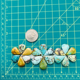 Medium Mixed Teardrop MixedTurquoise, Set of 18 Dimensions