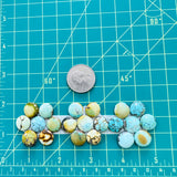 Small Mixed Round Mixed Turquoise, Set of 21 Dimensions