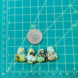 Medium Mixed Petal Mixed Turquoise, Set of 4 Dimensions