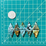 Large Mixed Triangle Mixed Turquoise, Set of 10 Dimensions
