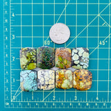Large Mixed Barrel Mixed Turquoise, Set of 8 Dimensions