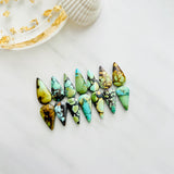 Medium Mixed Teardrop Mixed Turquoise, Set of 14 Background