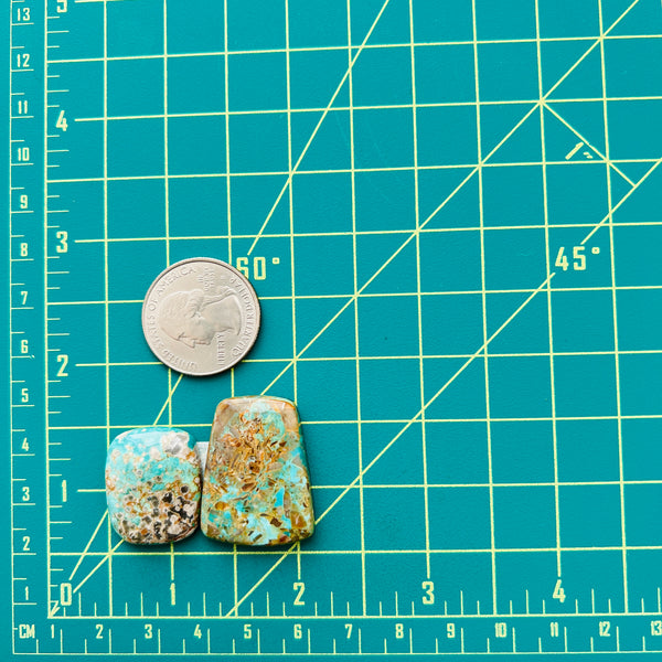 Large Sea Green Mixed Carico Lake Turquoise, Set of 2 Dimensions