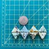 Medium Mixed Triangle Mixed Turquoise, Set of 8 Dimensions