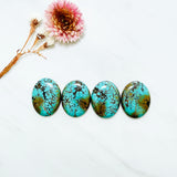 Large Sky Blue Oval Treasure Mountain Turquoise, Set of 4 Background
