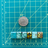 Medium Mixed Bar Mixed Turquoise, Set of 6 Dimensions