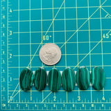 Medium Deep Green Oval Malachite Copper Mineral, Set of 6 Dimensions