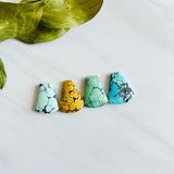 Large Mixed Freeform Mixed Turquoise, Set of 4 Background