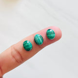 8x10mm Oval Malachite, Set of 2