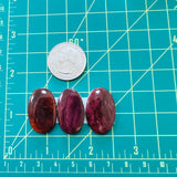 Medium Purple Oval Spiny Oyster, Set of 3 Dimensions