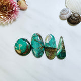 Large Deep Green Mixed Crescent Lake Variscite, Set of 4 Background