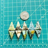 Medium Mixed Triangle Mixed Turquoise, Set of 10 Dimensions