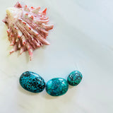 Medium Ocean Blue Oval Yungai Beads, Set of 3 Background