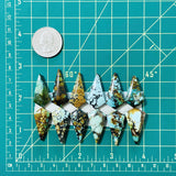 Large Mixed Shield Mixed Turquoise, Set of 12 Dimensions