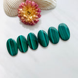 Medium Deep Green Oval Malachite Copper Mineral, Set of 6 Background