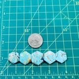 Medium Sky Blue Hexagon Number 8 Turquoise, Set of 5 Dimensions