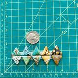 Medium Mixed Triangle Mixed Turquoise, Set of 10 Dimensions